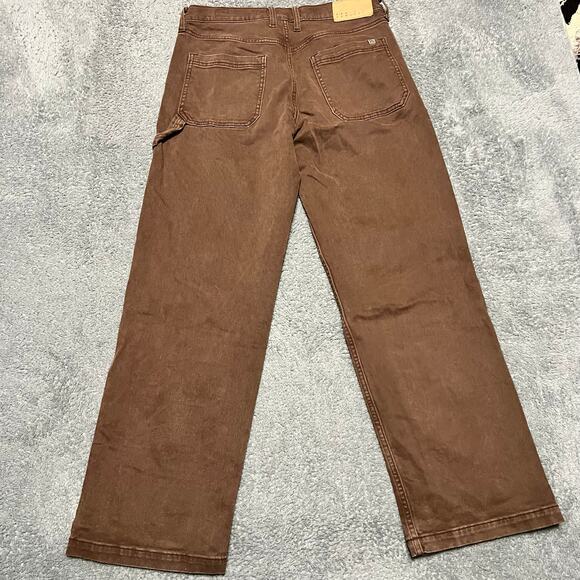 PacSun Canvas Pants Mens 29 x30 Straight Leg Double Knee Work Baggy Brown - Picture 4 of 11